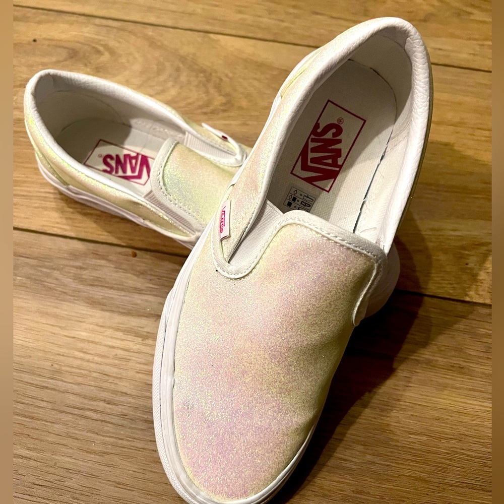 White Glitter Vans Size 8.5